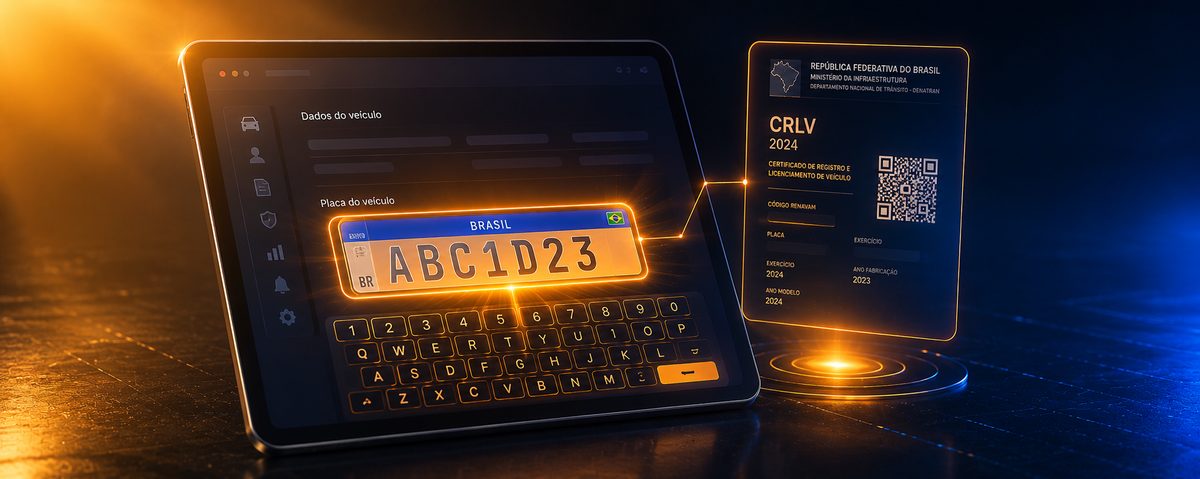 Cadastro de frota — formulário de placa e RENAVAM