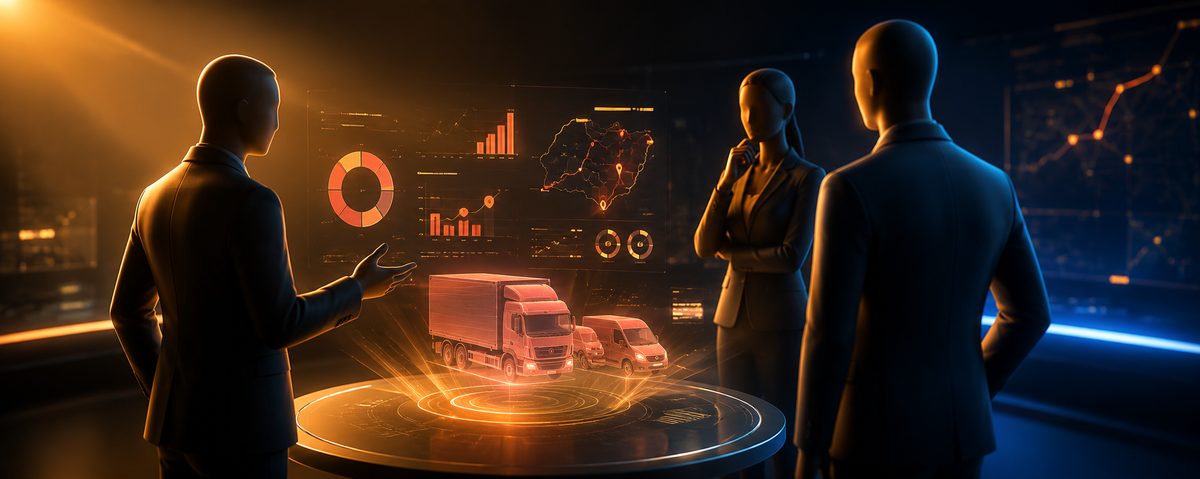 Equipe analisando dashboard de gestão de frota