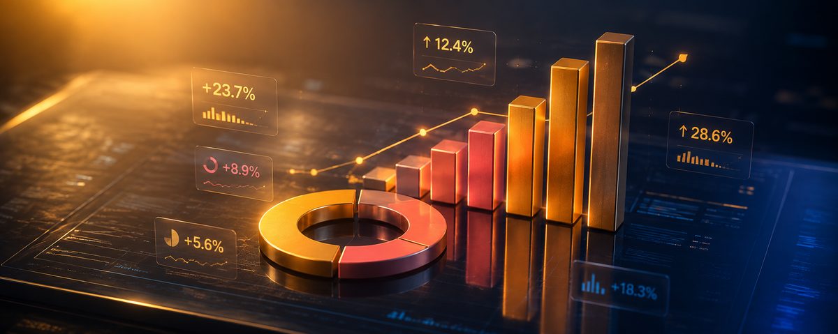 Gráficos de relatórios com indicadores de performance